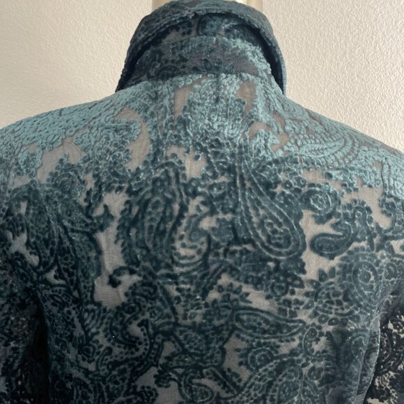 Coldwater Creek Womens Petite Large Paisley Crushed Velvet Button Up Blouse - Picture 10 of 10